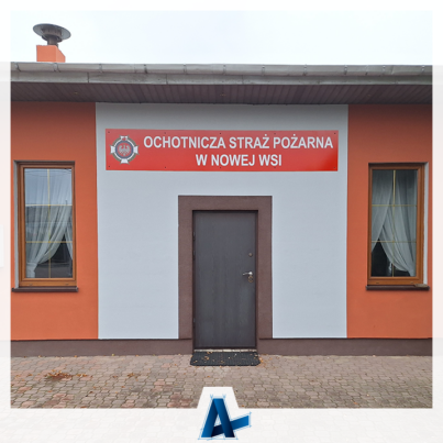 Tablica szyldowa dla Ochotniczej Straży Pożarnej w Nowej Wsi