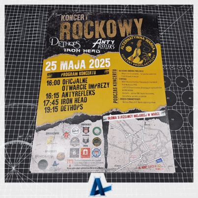 Plakaty na koncert rockowy w Warce