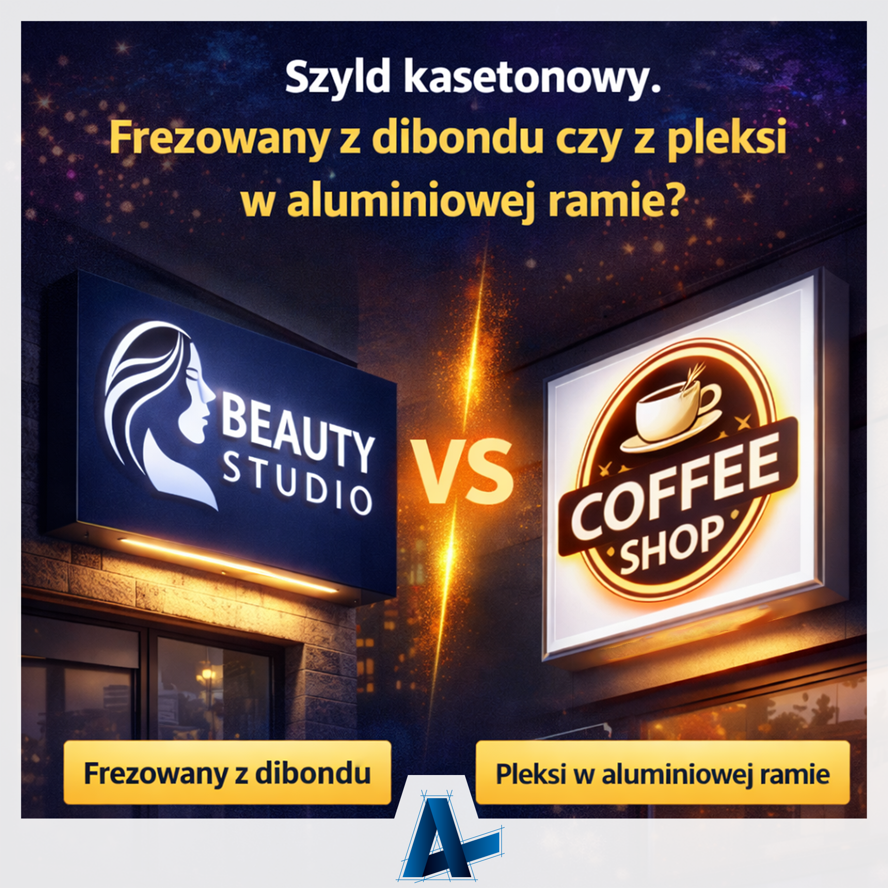 Szyld kasetonowy – frezowany z dibondu czy z pleksi w aluminiowej ramie?