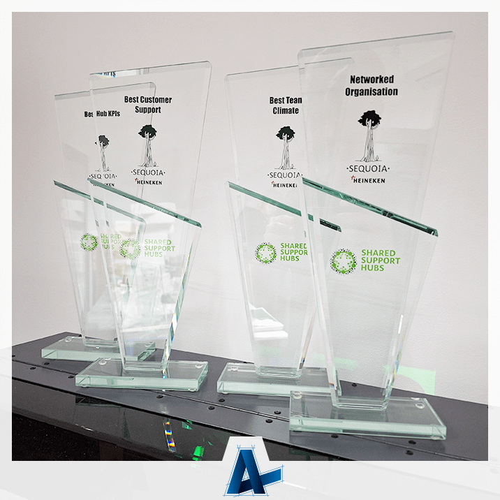 Browar Warka - szklane statuetki z nadrukiem uv