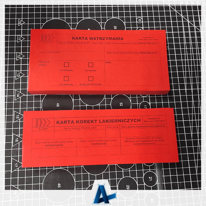 DELIX - bloczki kart wstrzymania i korekt lakierniczych