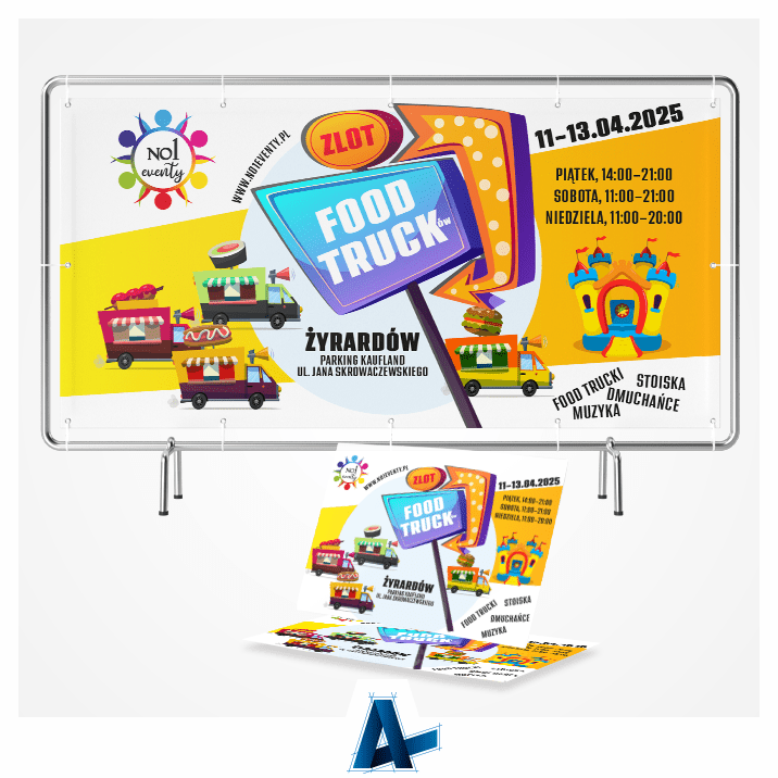 No1Eventy - baner i plakat na zlot foodtrucków 2025 w Żyrardowie