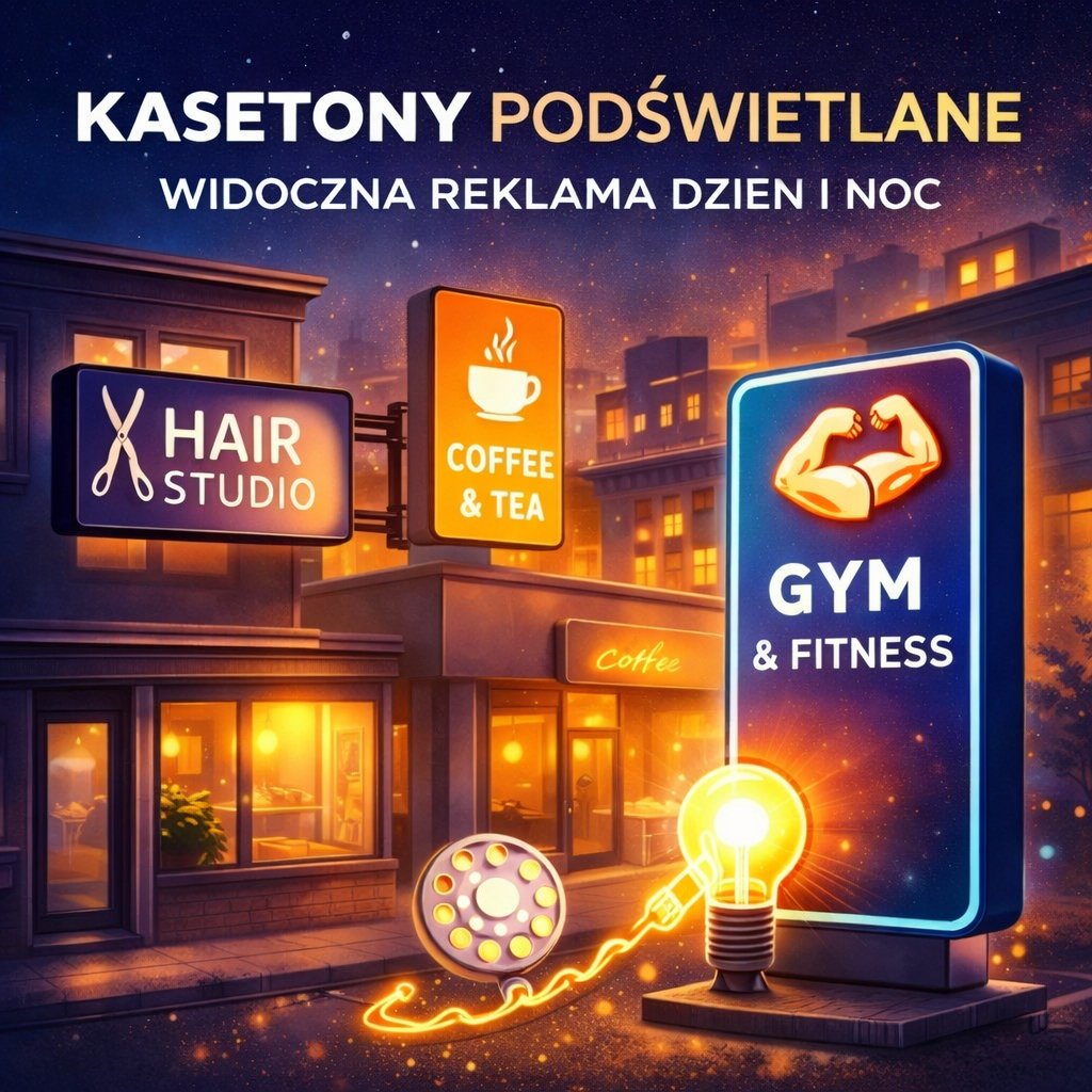 Kasetony podświetlane — skuteczna reklama widoczna dzień i noc